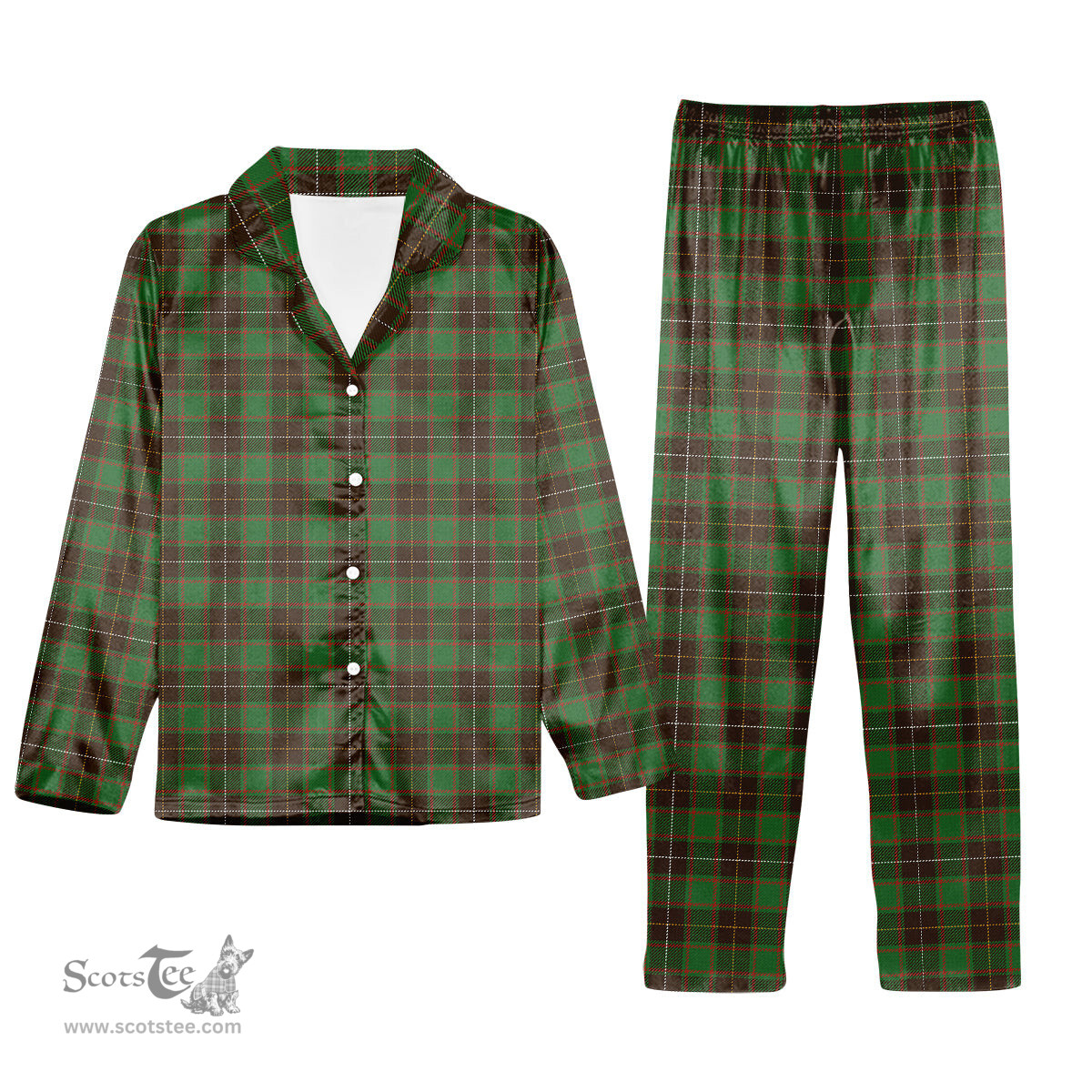 ScotsTee Shop Scottish McPhee Hunting Ancient Tartan Pajama Satin Velvet Flannel Pajama Set