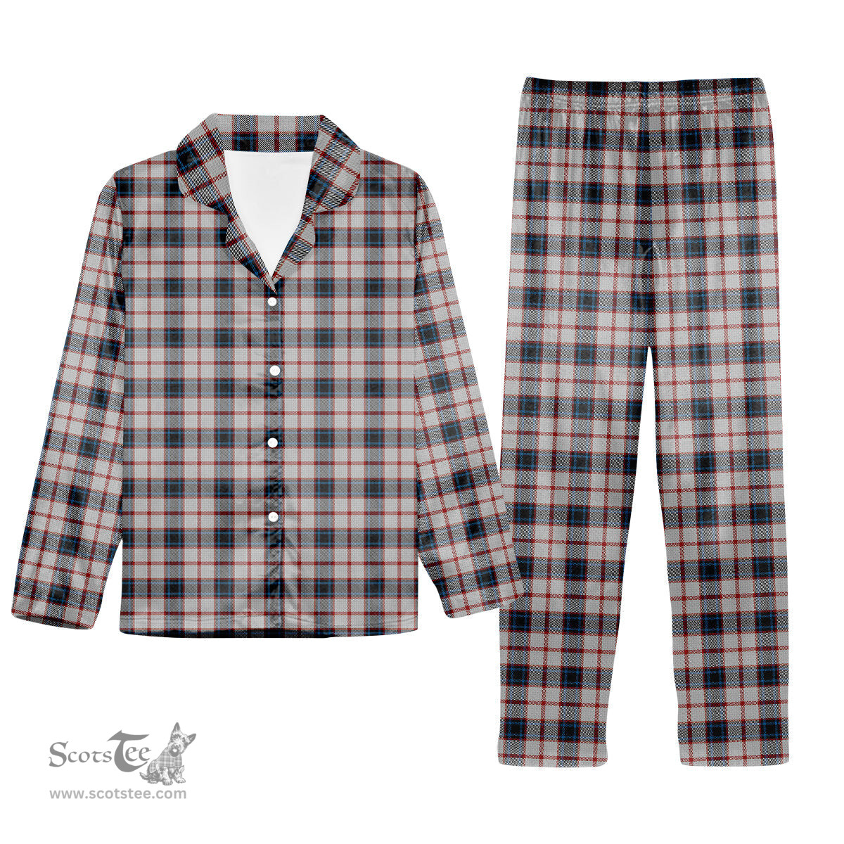 ScotsTee Shop Scottish Merrilees Dress Dance Tartan Pajama Satin Velvet Flannel Pajama Set