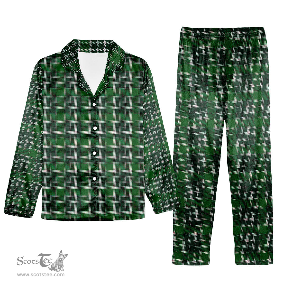 ScotsTee Shop Scottish MacDonald Lord of the Isles Hunting Tartan Pajama Satin Velvet Flannel Pajama Set