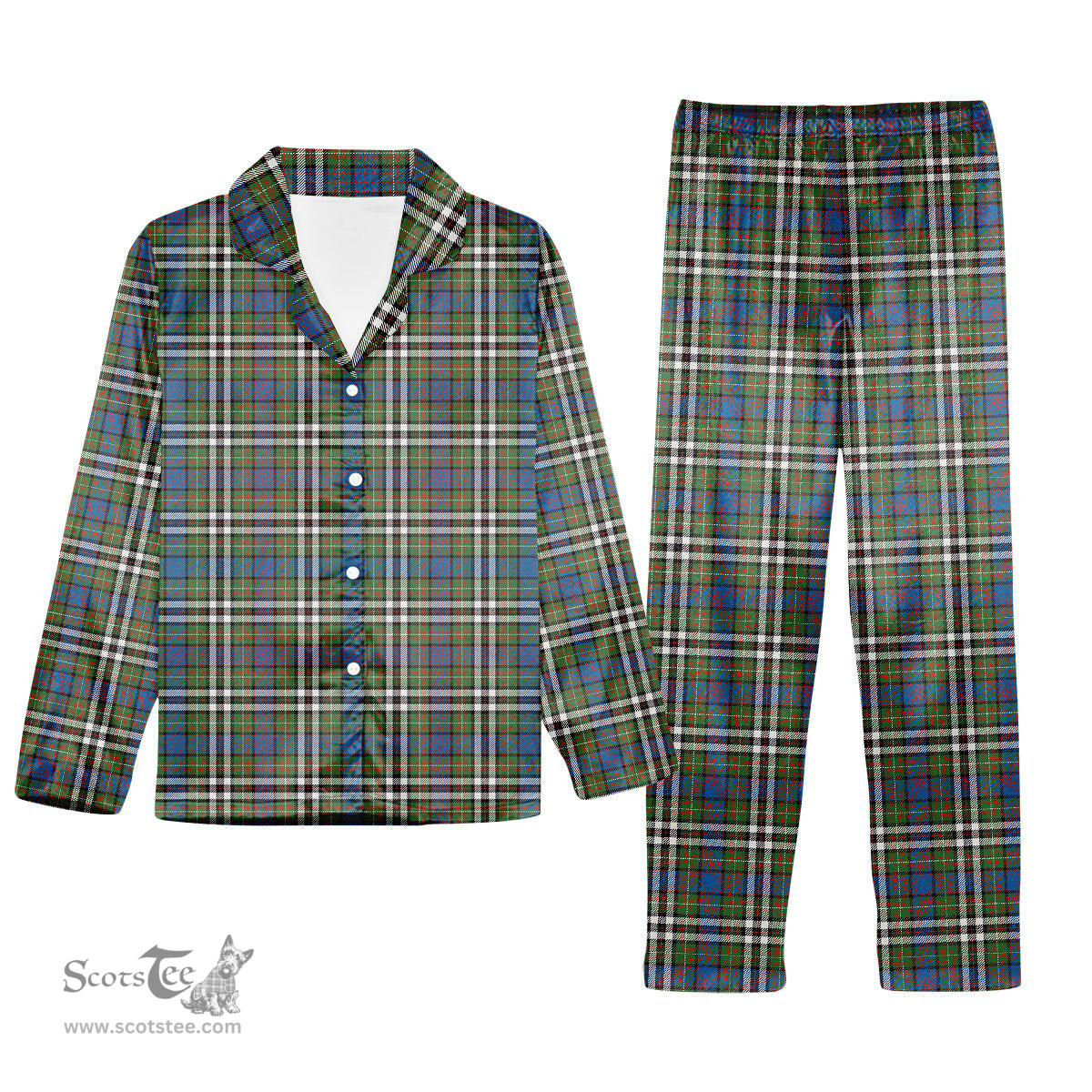 ScotsTee Shop Scottish MacDonell of Glengarry Dress Ancient Tartan Pajama Satin Velvet Flannel Pajama Set