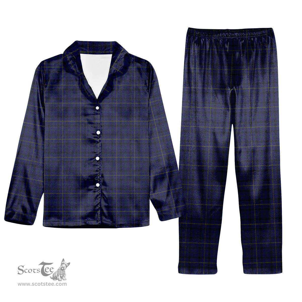 ScotsTee Shop Scottish Moon New Maldon Surrey Tartan Pajama Satin Velvet Flannel Pajama Set