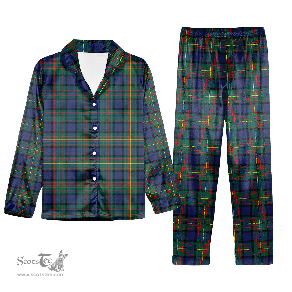 ScotsTee Shop Scottish Muir Modern Tartan Pajama Satin Velvet Flannel Pajama Set