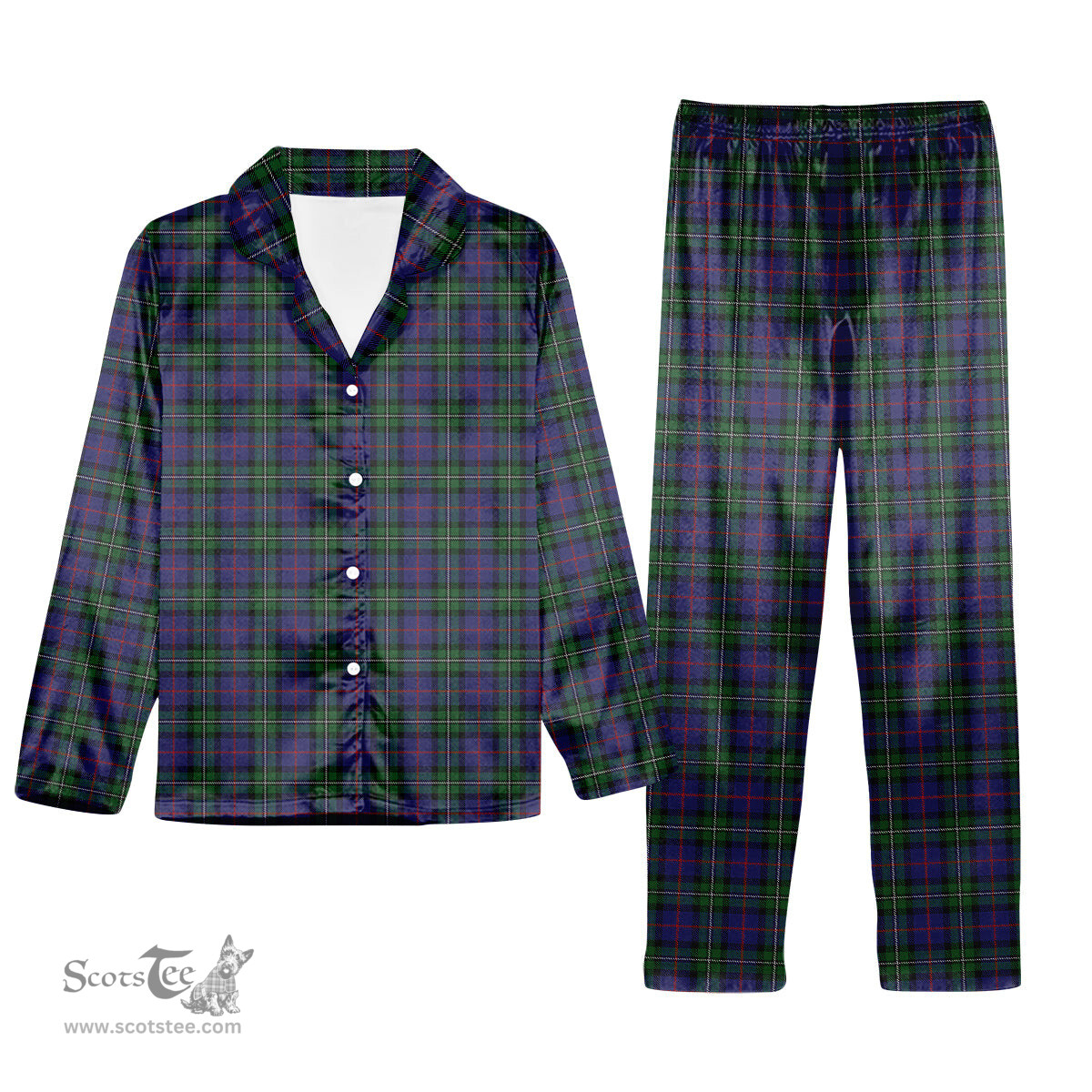 ScotsTee Shop Scottish McPhail Hunting Tartan Pajama Satin Velvet Flannel Pajama Set