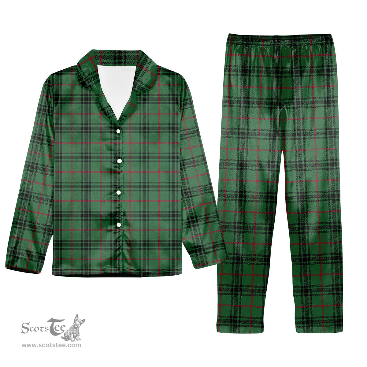 ScotsTee Shop Scottish MacArthur-Fox Modern Tartan Pajama Satin Velvet Flannel Pajama Set