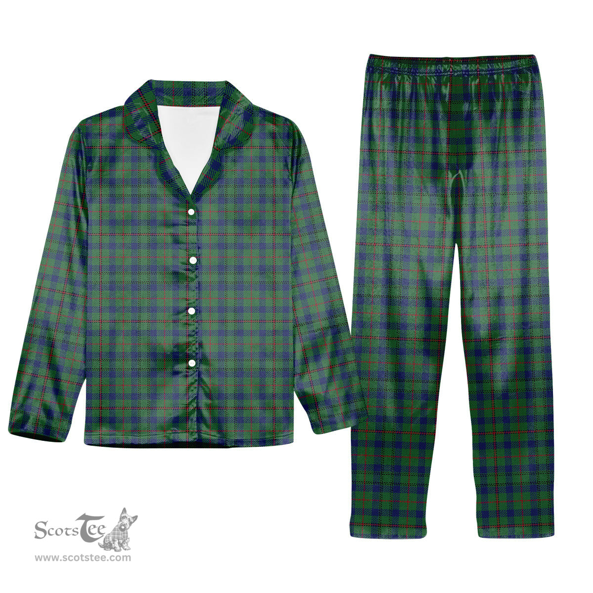 ScotsTee Shop Scottish Moncreiffe of Atholl Modern Tartan Pajama Satin Velvet Flannel Pajama Set