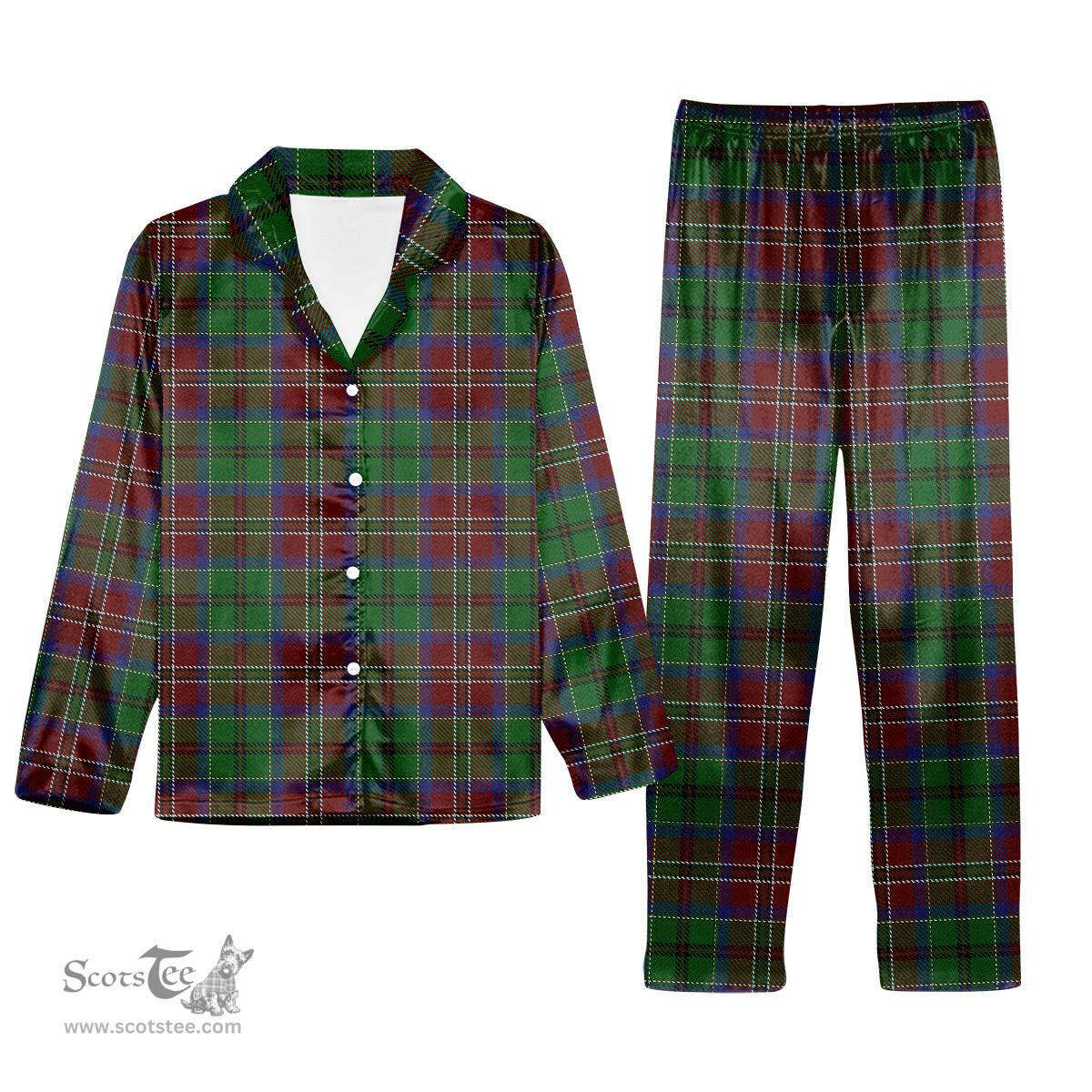 ScotsTee Shop Scottish MacCulloch Tartan Pajama Satin Velvet Flannel Pajama Set