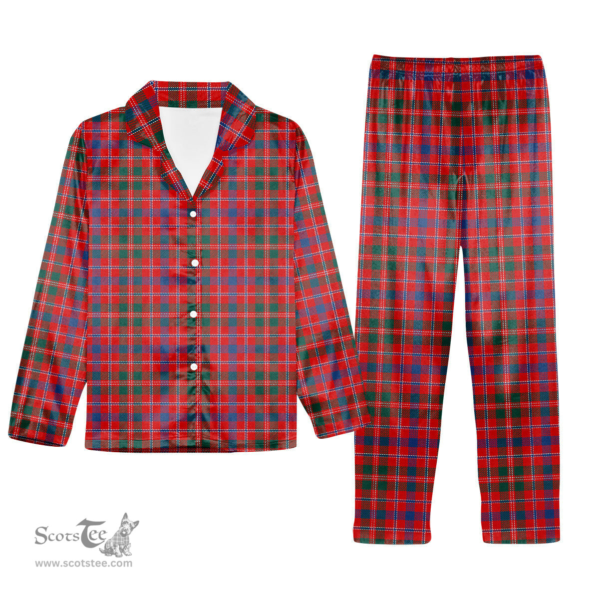 ScotsTee Shop Scottish MacDonald of Glenaladale Modern Tartan Pajama Satin Velvet Flannel Pajama Set