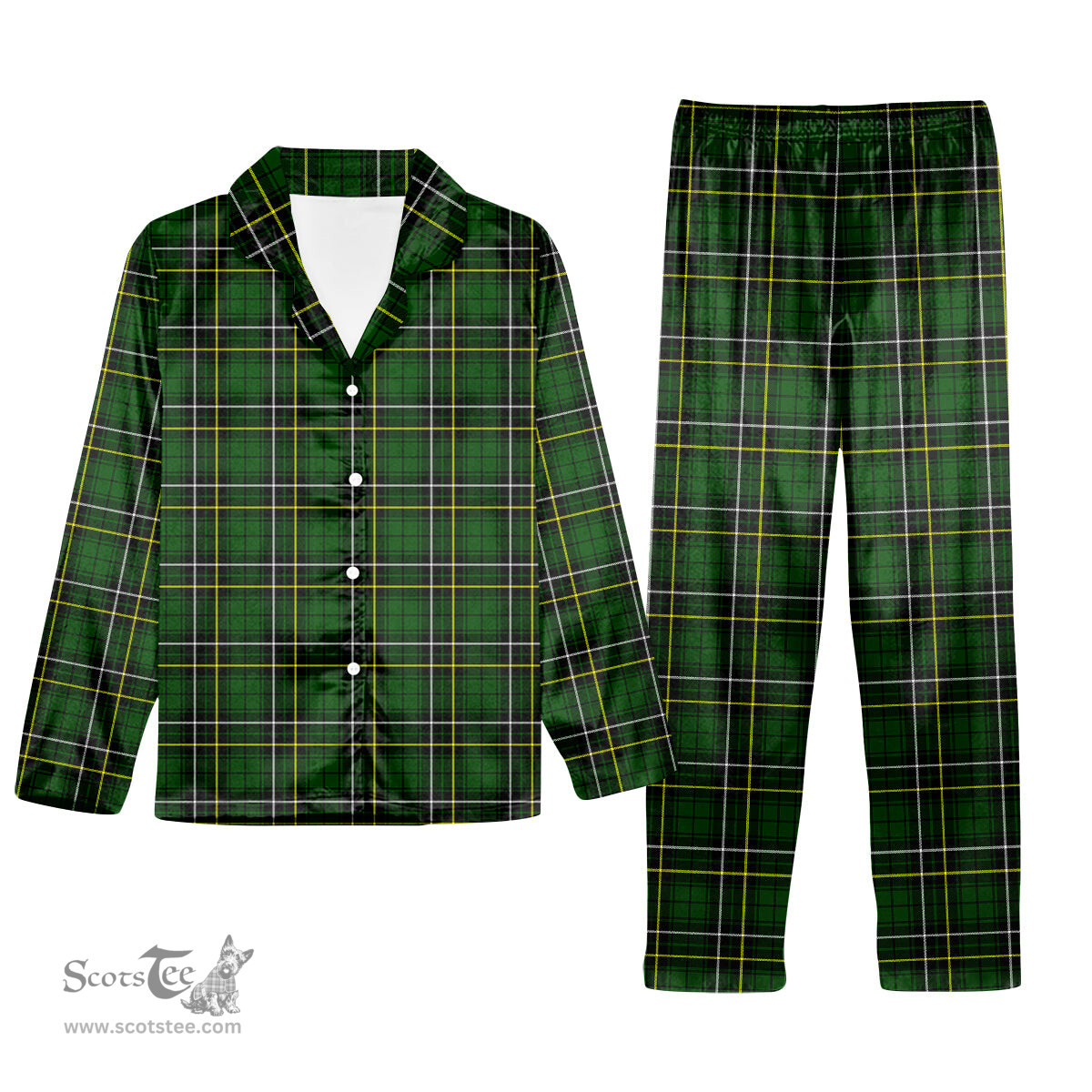 ScotsTee Shop Scottish MacAlpin Modern Tartan Pajama Satin Velvet Flannel Pajama Set