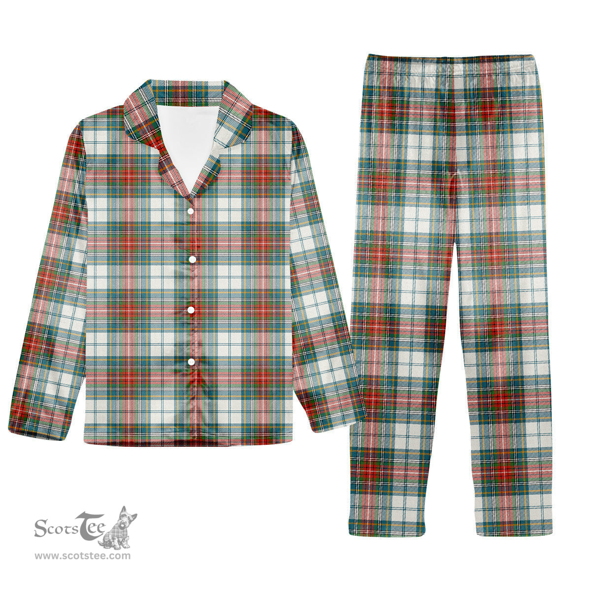 ScotsTee Shop Scottish MacBeth Dress  Ancient Tartan Pajama Satin Velvet Flannel Pajama Set