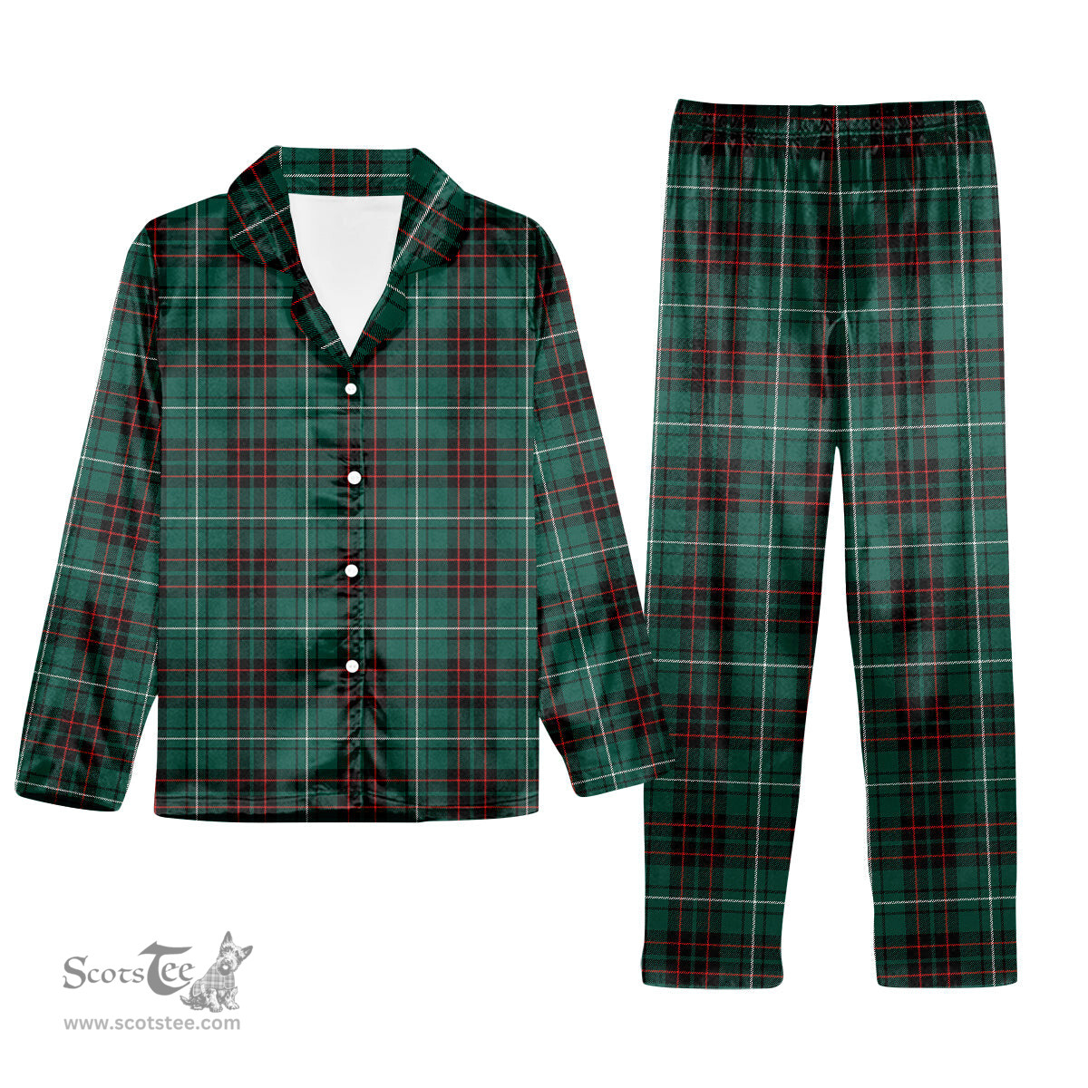 ScotsTee Shop Scottish MacAuley of Lewis Modern Tartan Pajama Satin Velvet Flannel Pajama Set