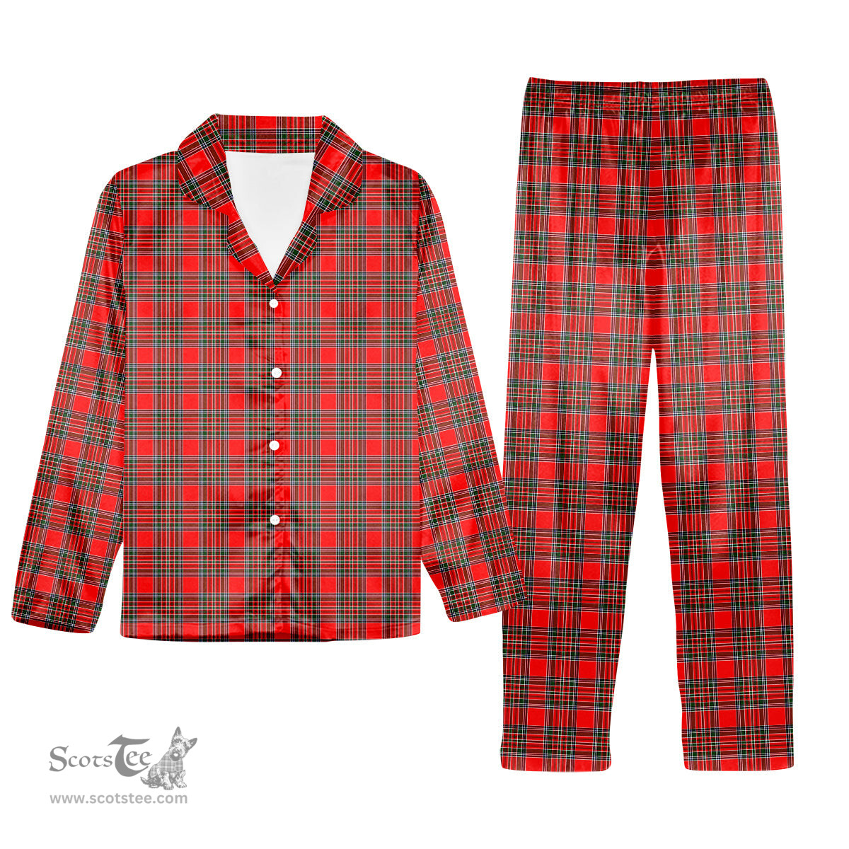 ScotsTee Shop Scottish MacBean Modern Tartan Pajama Satin Velvet Flannel Pajama Set