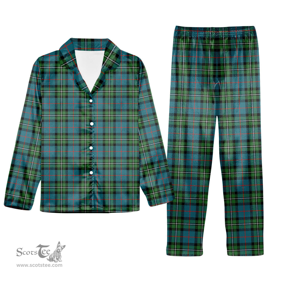 ScotsTee Shop Scottish McPhail Hunting Ancient Tartan Pajama Satin Velvet Flannel Pajama Set