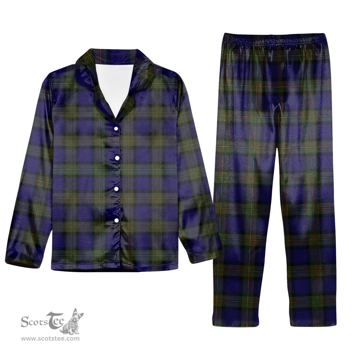 ScotsTee Shop Scottish Minnick Tartan Pajama Satin Velvet Flannel Pajama Set