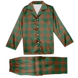 ScotsTee Shop Scottish Menzies Green Ancient Tartan Pajama Satin Velvet Flannel Pajama Set