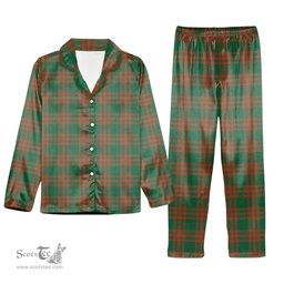 ScotsTee Shop Scottish Menzies Green Ancient Tartan Pajama Satin Velvet Flannel Pajama Set