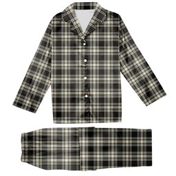 ScotsTee Shop Scottish Menzies Black & White Ancient Tartan Pajama Satin Velvet Flannel Pajama Set