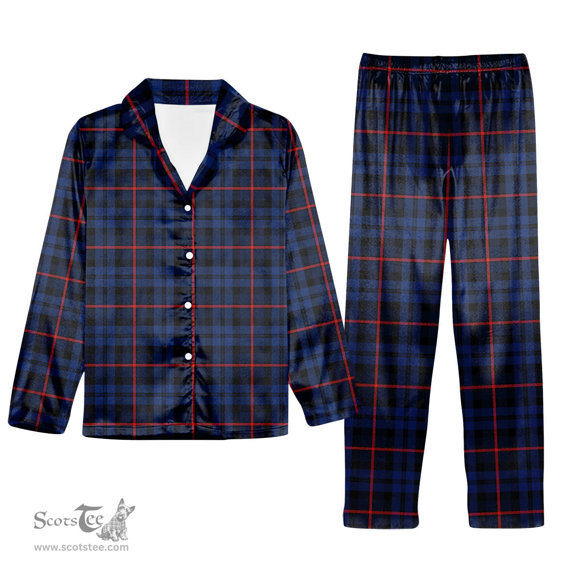 ScotsTee Shop Scottish MacCorquodale Modern Tartan Pajama Satin Velvet Flannel Pajama Set