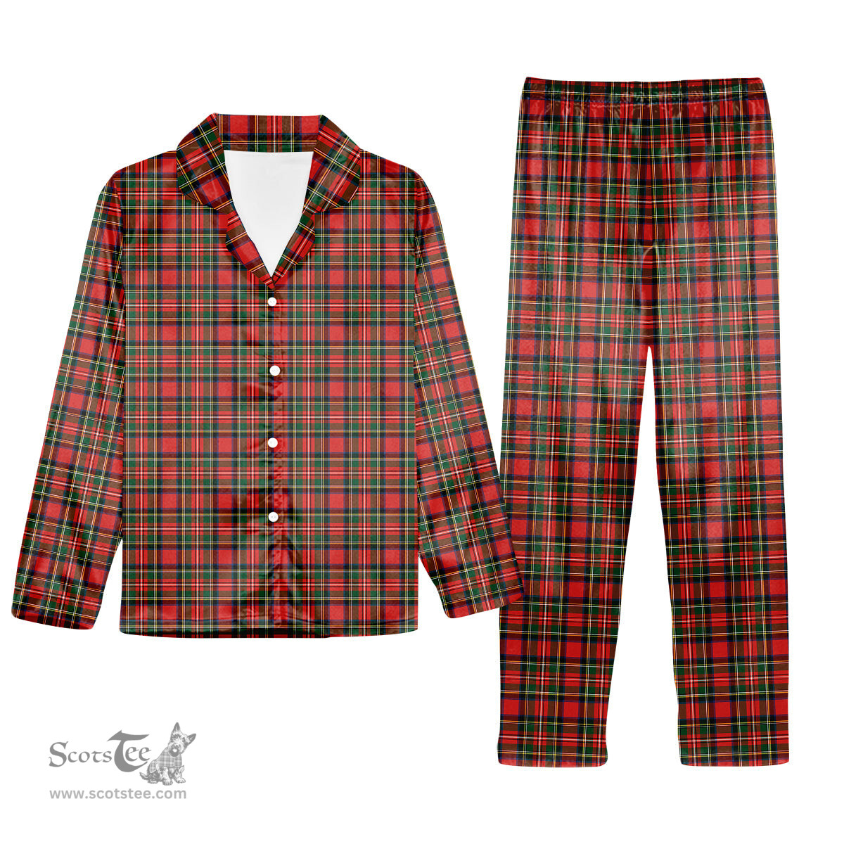 ScotsTee Shop Scottish Monypenny Tartan Pajama Satin Velvet Flannel Pajama Set