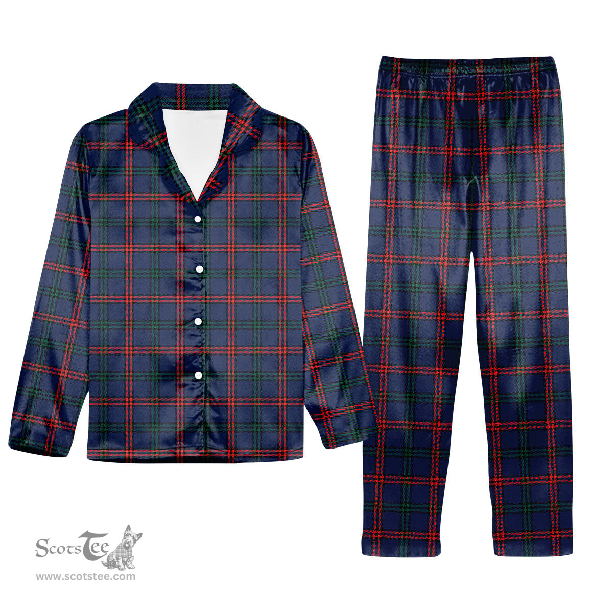 ScotsTee Shop Scottish Montgomery of Ayrshire Modern Tartan Pajama Satin Velvet Flannel Pajama Set