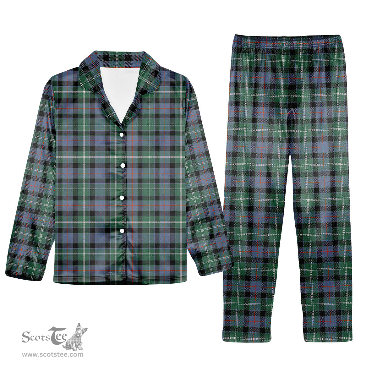 ScotsTee Shop Scottish MacFrog Tartan Pajama Satin Velvet Flannel Pajama Set