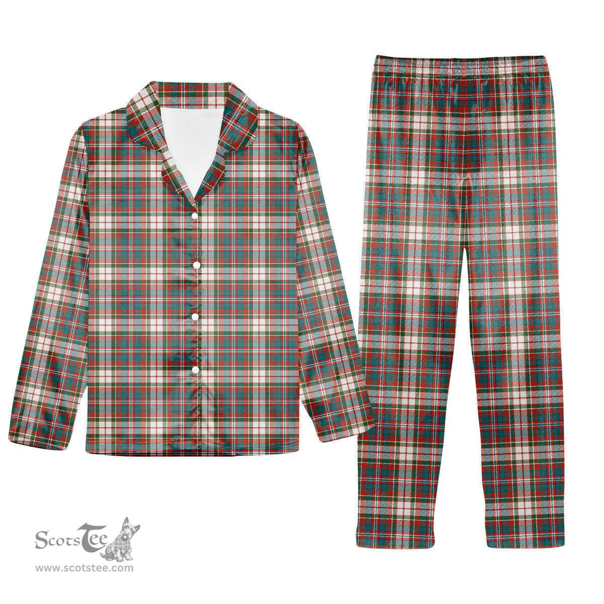 ScotsTee Shop Scottish MacFarlane Dress Ancient Tartan Pajama Satin Velvet Flannel Pajama Set