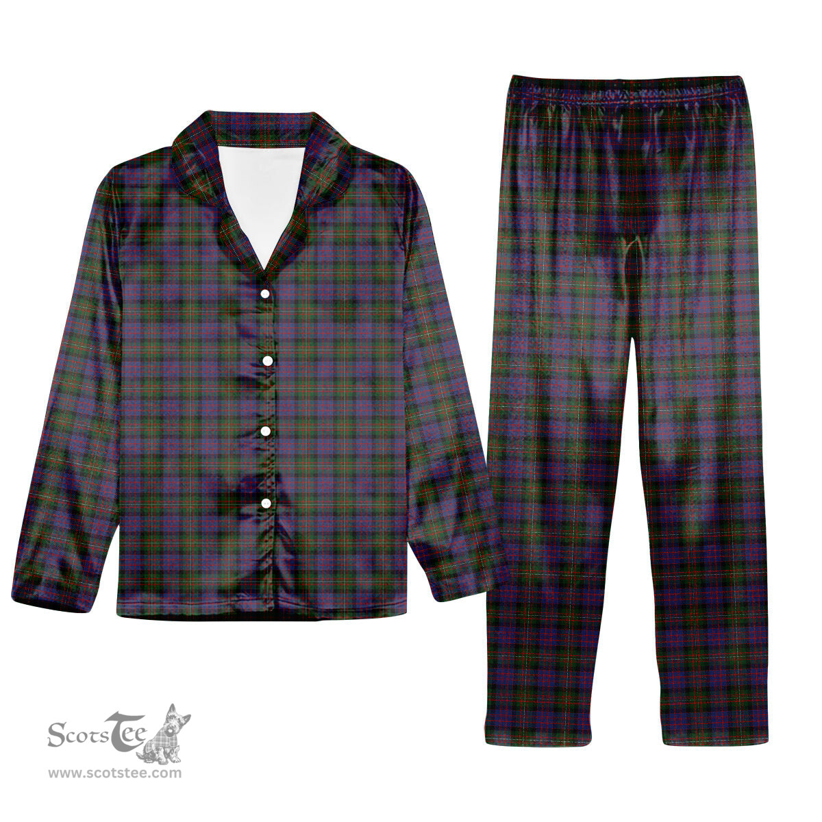 ScotsTee Shop Scottish MacDonell of Glengarry Tartan Pajama Satin Velvet Flannel Pajama Set