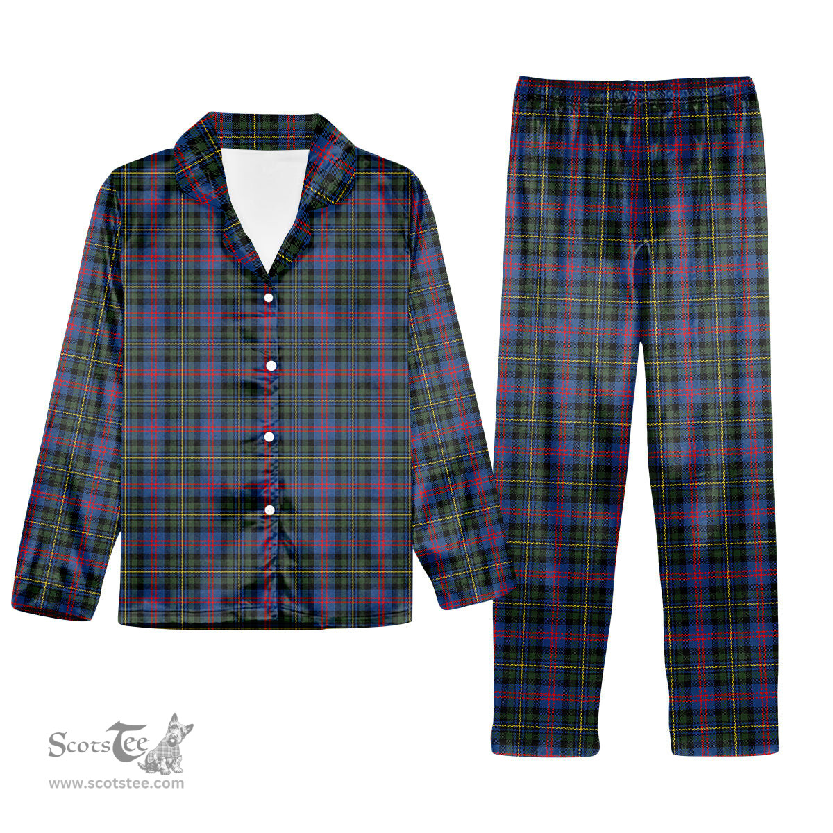 ScotsTee Shop Scottish MacCallum of Berwick Modern Tartan Pajama Satin Velvet Flannel Pajama Set
