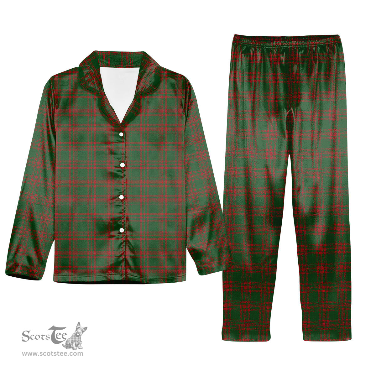 ScotsTee Shop Scottish Menzies Tartan Pajama Satin Velvet Flannel Pajama Set