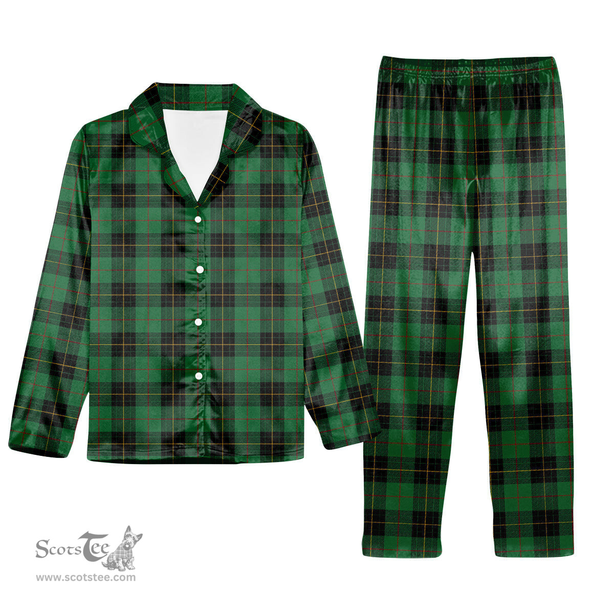 ScotsTee Shop Scottish MacArthur-Fox Hunting Ancient Tartan Pajama Satin Velvet Flannel Pajama Set