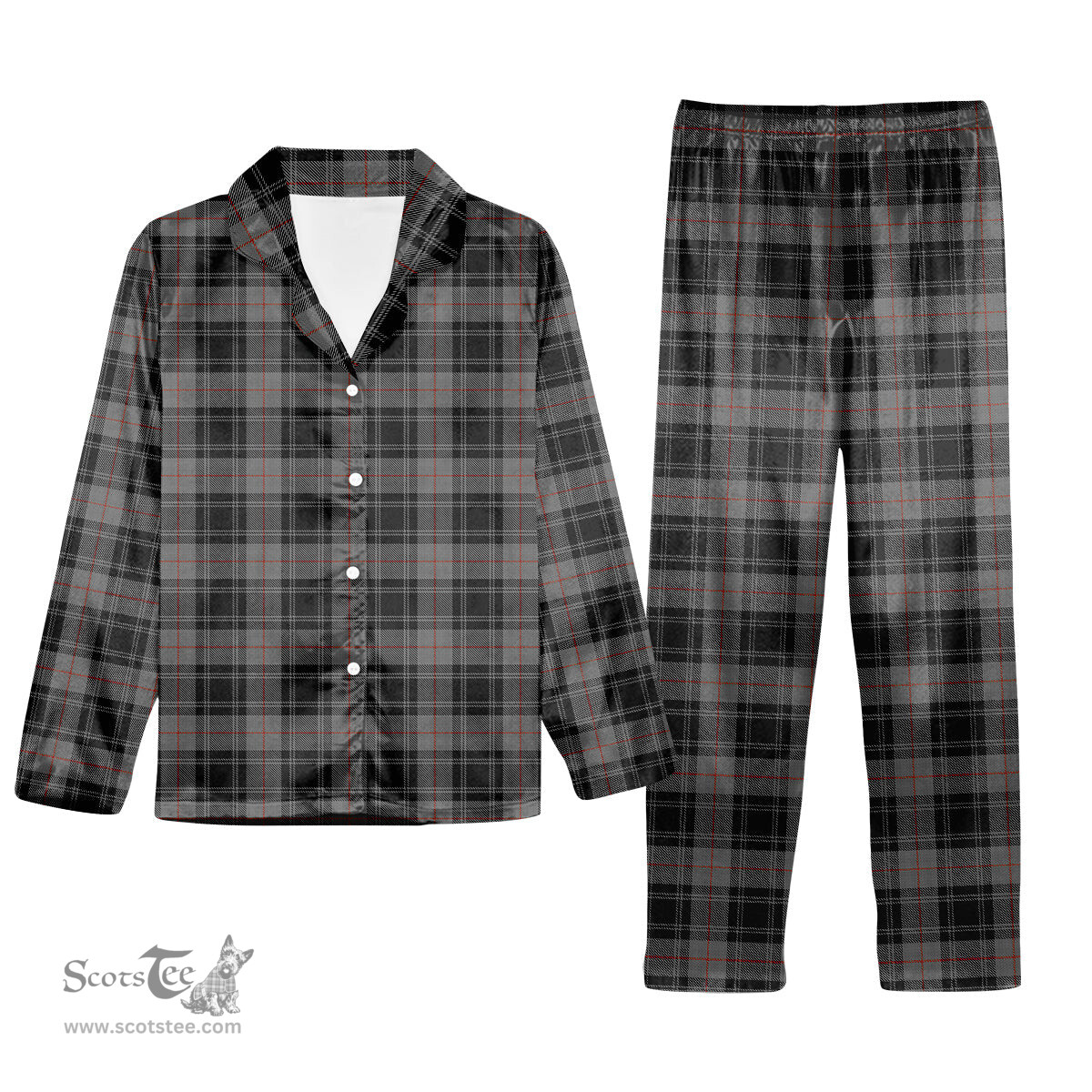 ScotsTee Shop Scottish Moffat Modern Tartan Pajama Satin Velvet Flannel Pajama Set