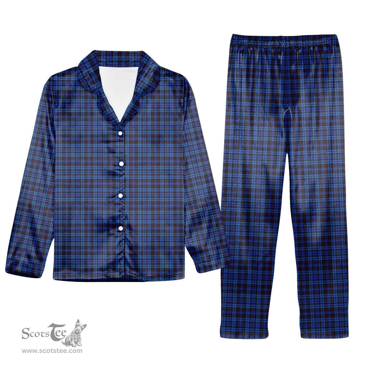 ScotsTee Shop Scottish Mundigl Tartan Pajama Satin Velvet Flannel Pajama Set