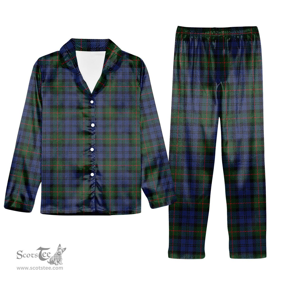ScotsTee Shop Scottish Murray 1810 Tartan Pajama Satin Velvet Flannel Pajama Set