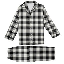 ScotsTee Shop Scottish MacFie Black & White Modern Tartan Pajama Satin Velvet Flannel Pajama Set