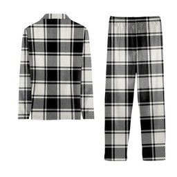 ScotsTee Shop Scottish MacFie Black & White Modern Tartan Pajama Satin Velvet Flannel Pajama Set