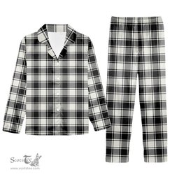 ScotsTee Shop Scottish MacFie Black & White Modern Tartan Pajama Satin Velvet Flannel Pajama Set
