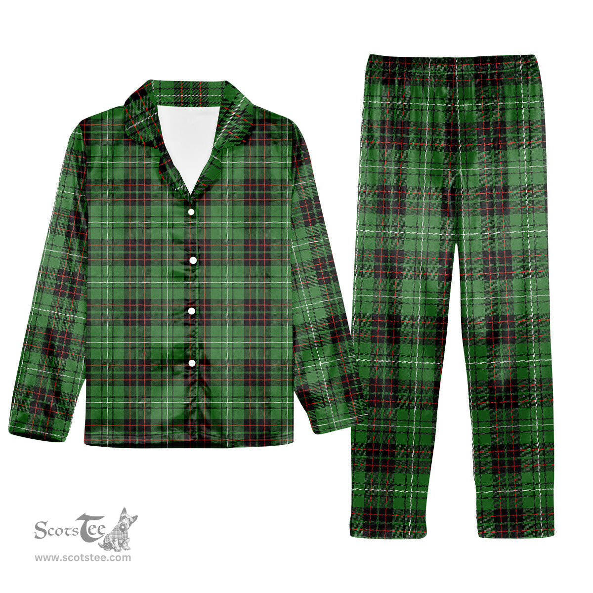 ScotsTee Shop Scottish MacAuley of Lewis Ancient Tartan Pajama Satin Velvet Flannel Pajama Set