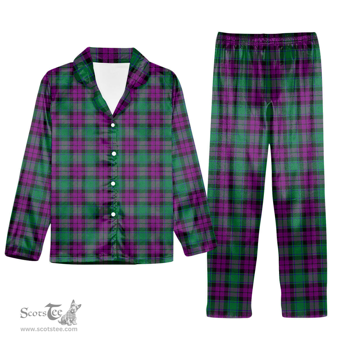 ScotsTee Shop Scottish MacArthur Milton Tartan Pajama Satin Velvet Flannel Pajama Set