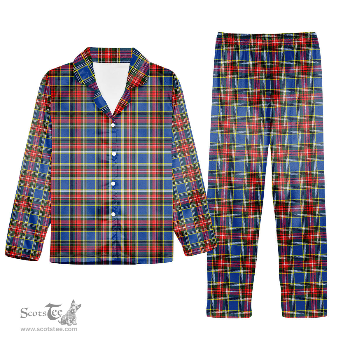 ScotsTee Shop Scottish MacBeth Modern SC Tartan Pajama Satin Velvet Flannel Pajama Set