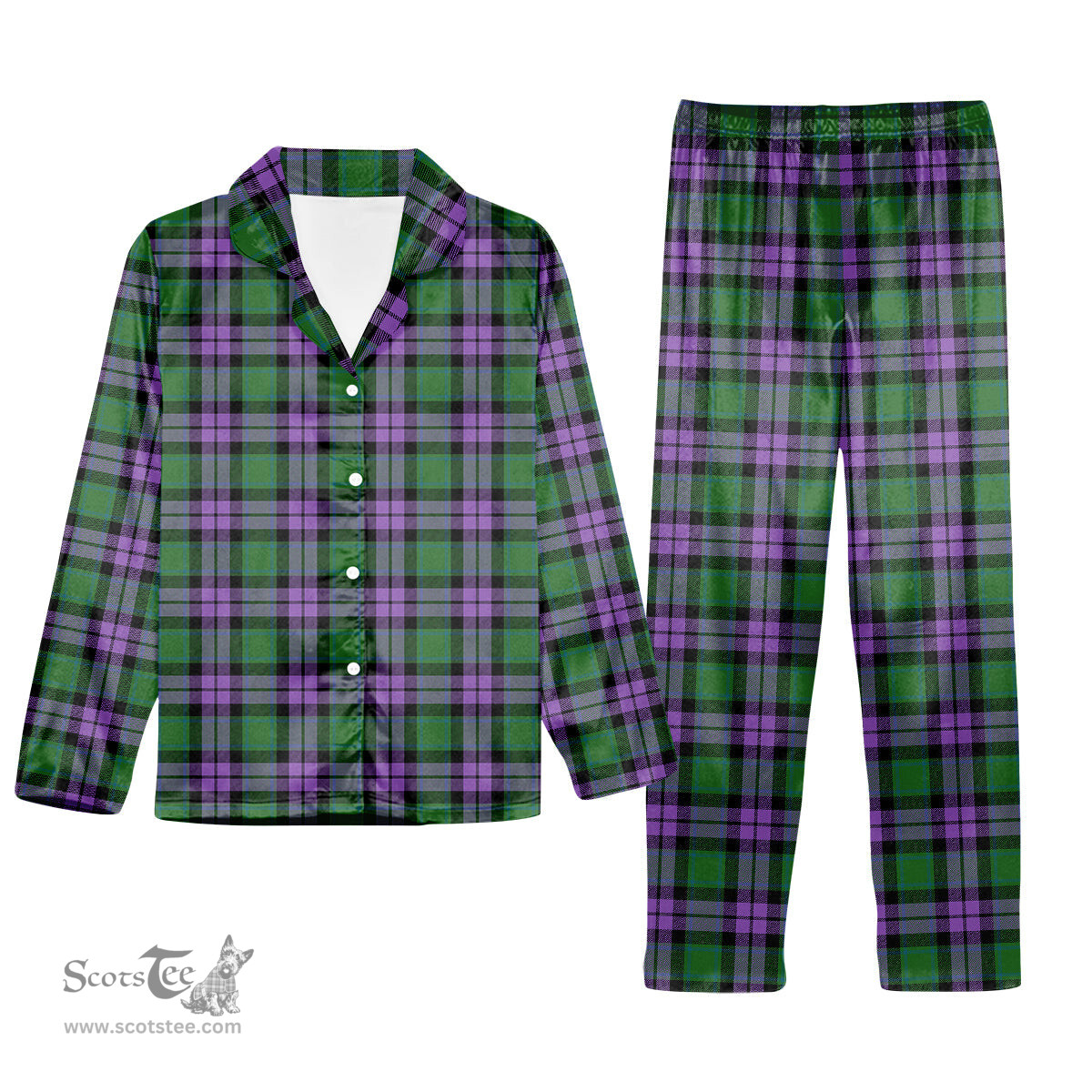 ScotsTee Shop Scottish MacArthur of Milton Ancient Tartan Pajama Satin Velvet Flannel Pajama Set