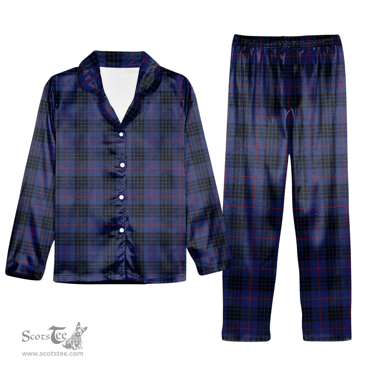 ScotsTee Shop Scottish Morgan Modern Tartan Pajama Satin Velvet Flannel Pajama Set