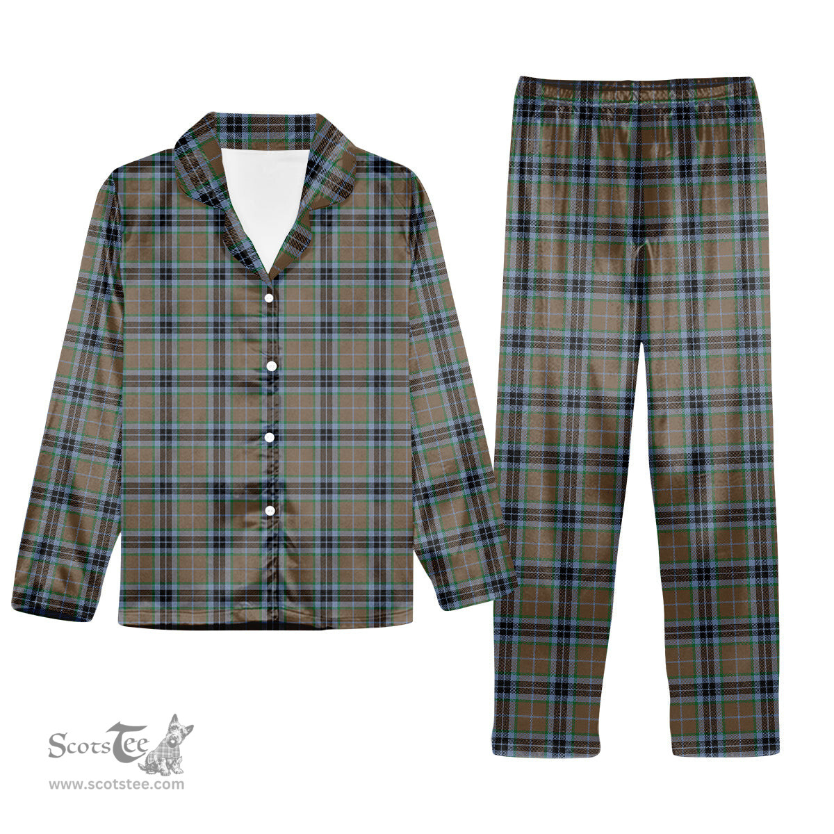 ScotsTee Shop Scottish McTavish Hunting Ancient Tartan Pajama Satin Velvet Flannel Pajama Set