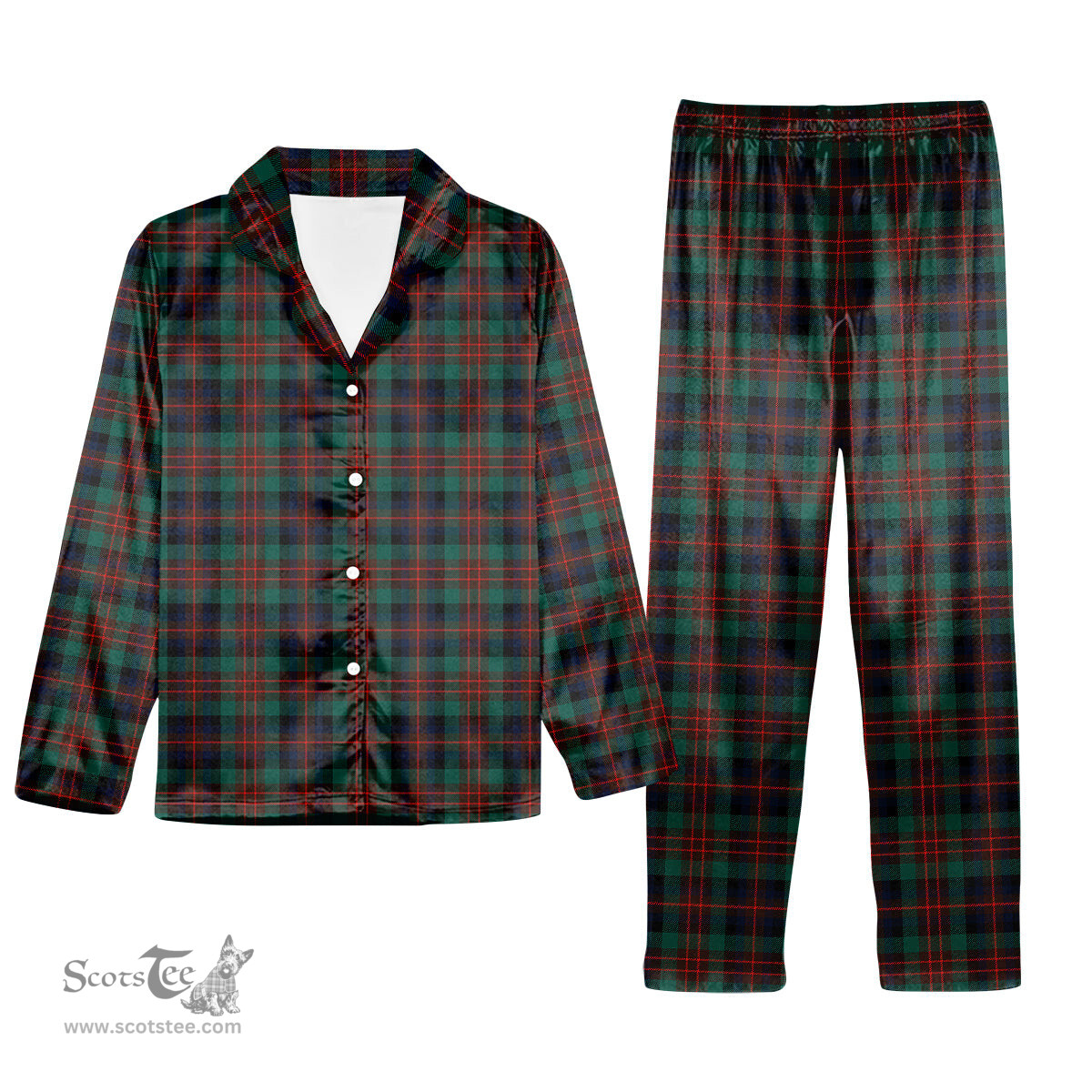 ScotsTee Shop Scottish MacDuff Hunting Modern Tartan Pajama Satin Velvet Flannel Pajama Set