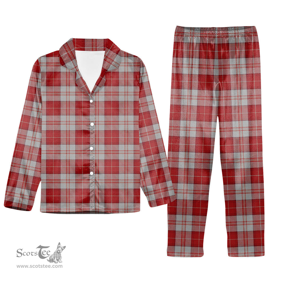 ScotsTee Shop Scottish Menzies 3 Tartan Pajama Satin Velvet Flannel Pajama Set