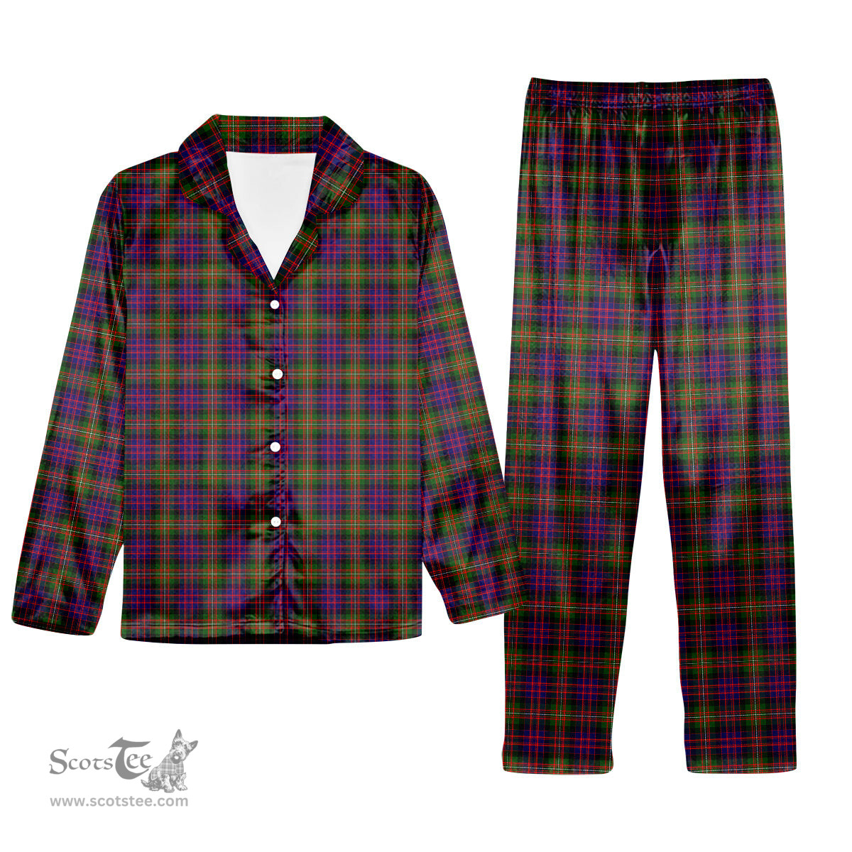 ScotsTee Shop Scottish MacDonell Of Glengarry Modern Tartan Pajama Satin Velvet Flannel Pajama Set