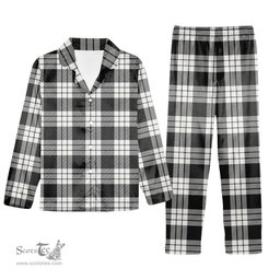ScotsTee Shop Scottish MacFarlane Black White Tartan Pajama Satin Velvet Flannel Pajama Set
