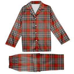 ScotsTee Shop Scottish MacFarlane Red Ancient Tartan Pajama Satin Velvet Flannel Pajama Set