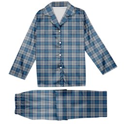 ScotsTee Shop Scottish Menzies Dress Blue & White Tartan Pajama Satin Velvet Flannel Pajama Set