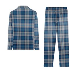 ScotsTee Shop Scottish Menzies Dress Blue & White Tartan Pajama Satin Velvet Flannel Pajama Set