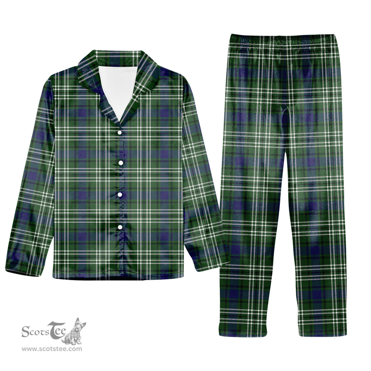 ScotsTee Shop Scottish Mow Tartan Pajama Satin Velvet Flannel Pajama Set