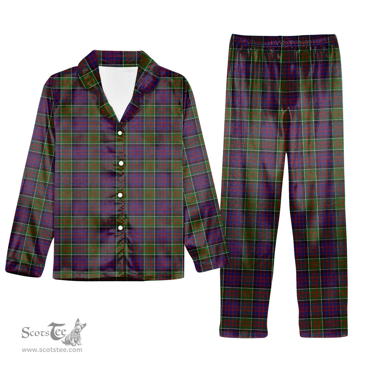 ScotsTee Shop Scottish MacDonald of Clan Ranald Modern Tartan Pajama Satin Velvet Flannel Pajama Set